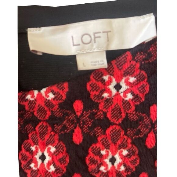 Loft Scroll Floral Jaquard Knit Shift Dress Size Large Career Work EUC - Picture 6 of 7